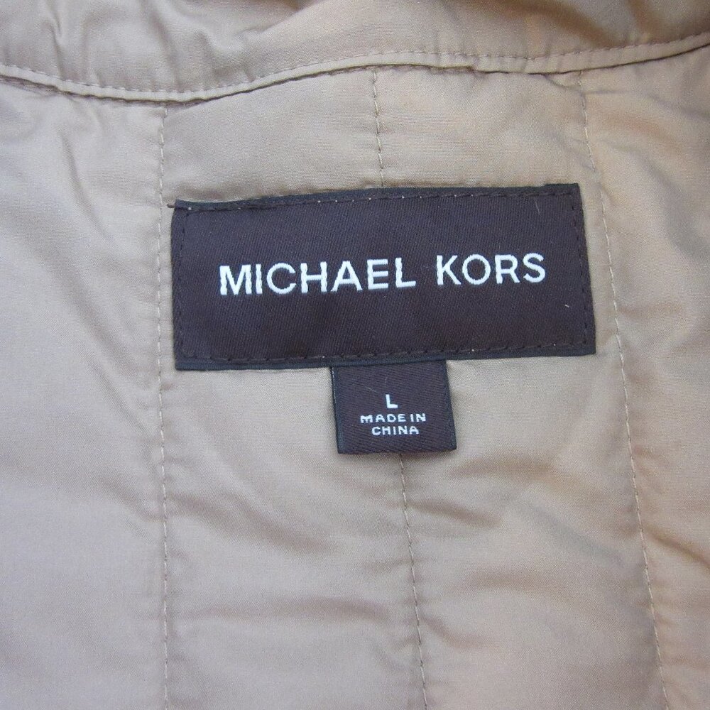 Michael Kors Tan Removable Vest Mock Neck Pockets Zip Long Sleeve Large Jacket - Picture 9 of 10